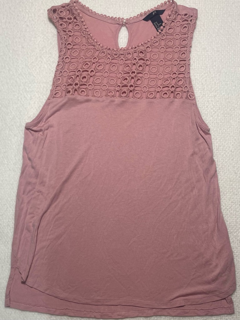 H&M Woman’s Crochet Button up back Dusty Rose airy light for Spring Summer top